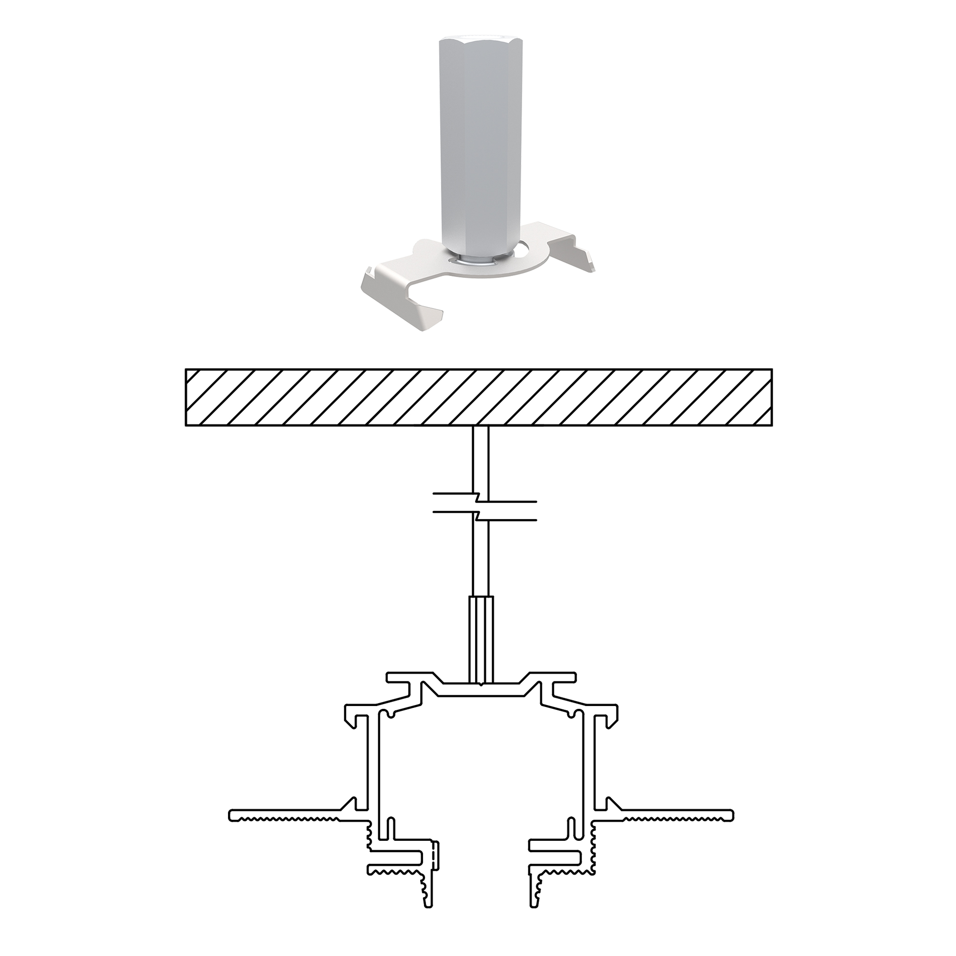 FLOS Architectural Ceiling Kit — Sujeción a Techo Ajustable Negro