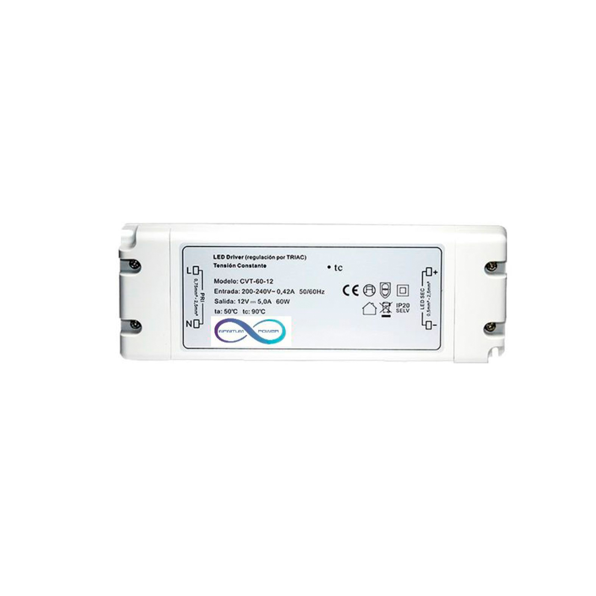 Mains Dimming, 24Vdc continuous voltage power supply 60W, 220/240V