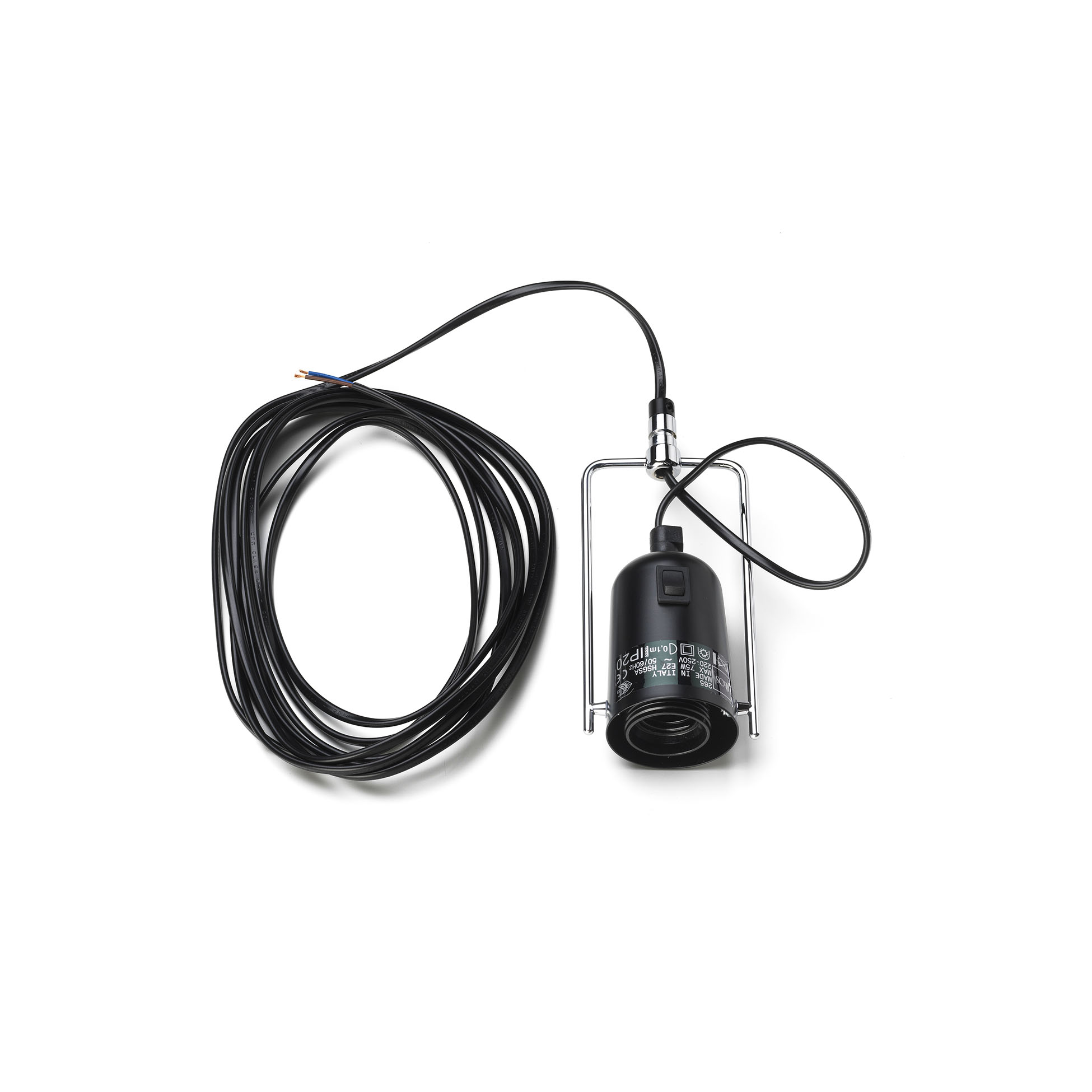 Black lamp holder with reflector support and electrical cable assembly ...